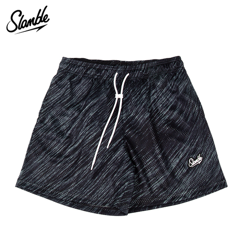 SLAMBLE夏季新款豹纹短裤男运动裤篮球美式网眼四分裤宽松潮流