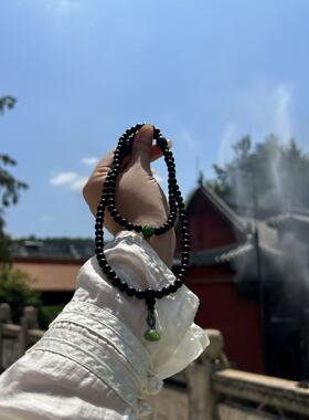 南岳衡山小叶紫檀108颗多圈手串 碧玉好运莲莲手串高档伴手礼