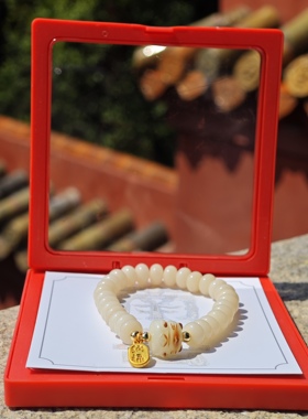 南岳衡山景区文创手串白玉菩提招财猫手串女款送礼物