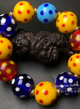 回流老琉璃满天星圆珠手串链流光溢彩蜻蜓眼男女款佛珠百搭手持链