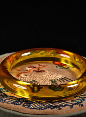 精品宫藏精工素面黄水晶宝石圆条手镯高密刚玉百搭手镯女气质饰品