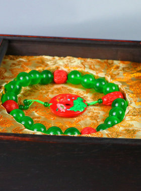 盒装精品缅甸高冰翡翠圆珠手串满绿冰种翠玉手链男女佛珠念珠手持