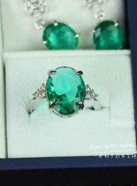 精品多面宝石项链耳环三件套组合套装女款复古时尚百搭首饰品