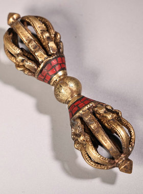 尼泊尔藏式黄铜大明王金刚橛普巴杵九股金刚杵收藏家居礼佛装饰品