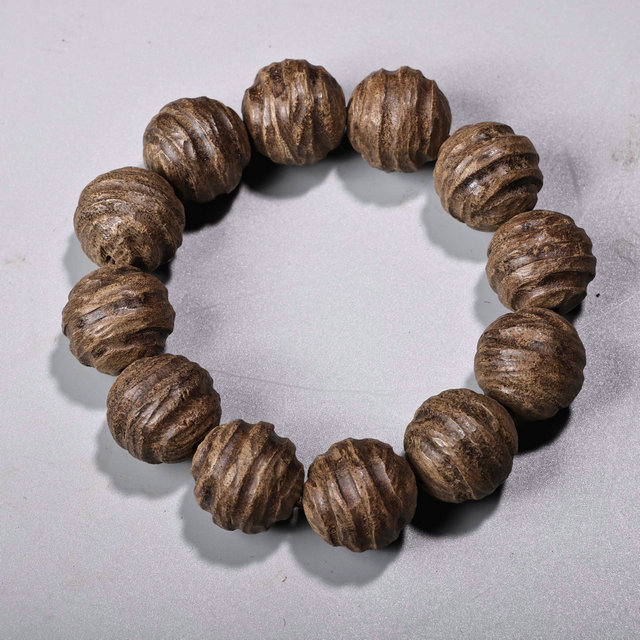 古玩旧藏老沉香木随形手串达拉干高油高料木盒装佛珠转运盘玩手持 - 图2