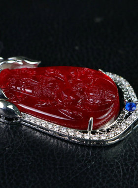 缅甸老翡翠色冰种玉观音菩萨镶嵌吊坠红翡男女千手观音佛牌百搭款