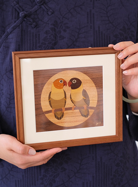 日本木镶嵌客厅装饰画挂画木质