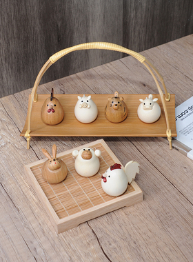 日本代购寄木细工虎年木雕