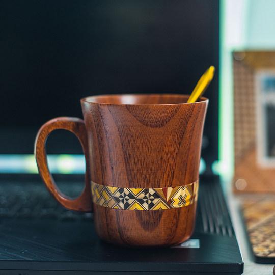 Japanese yosegi wood mug