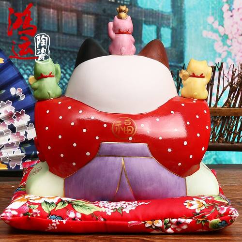 日本祈愿猫全家福招财猫店铺开业发财猫摆件家居装饰店铺礼品 - 图2
