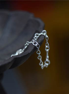 女纯银99欧美银手链原创设计手工