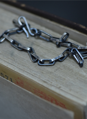 中性纯银做旧做黑粗糙手工手链99