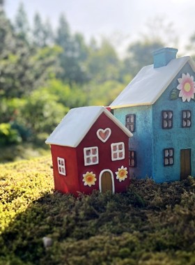 童话里的小房子烛台装饰摆件