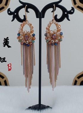 波西米亚复古民族风欧美流苏耳环手工饰品显脸瘦耳饰夸张长款耳坠