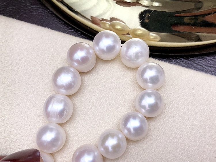 9-10MM天然淡水珍珠手链 弹力真珍珠手镯 近正圆强光网红手串女 - 图1