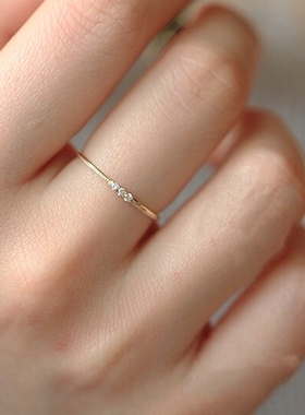 轻奢日系包金锆钻通勤款风戒指环