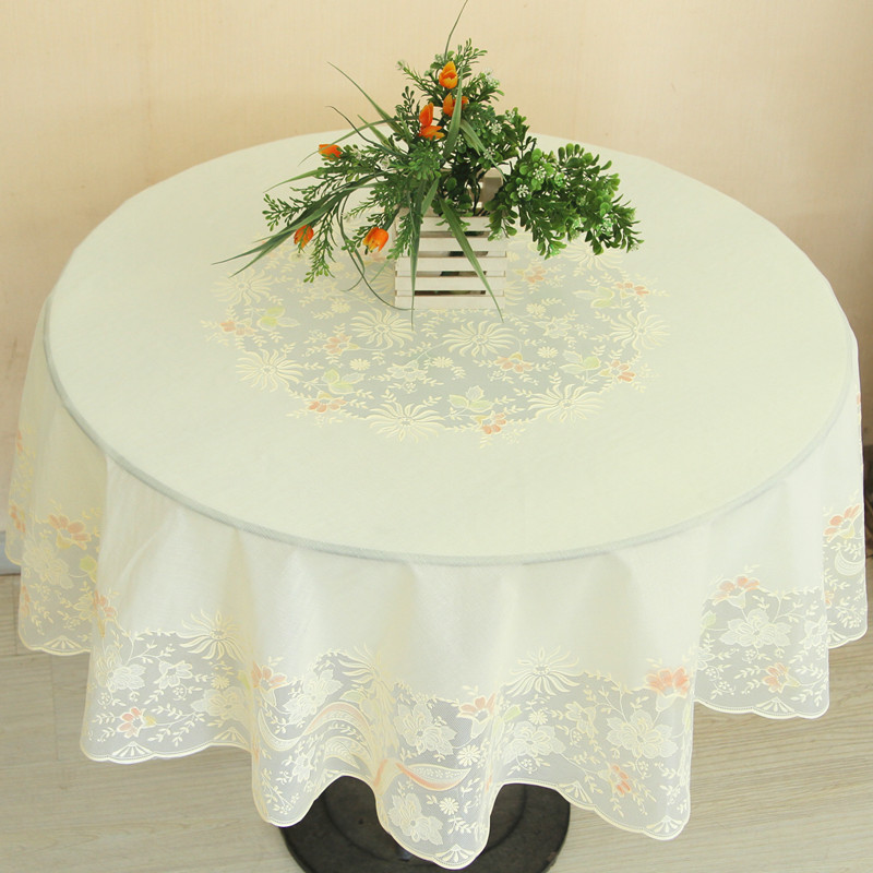 烫金田园蕾丝美式小圆桌布pvc防水防油免洗防烫现代中式布艺台布