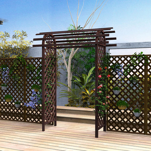 防腐木拱门花架爬藤架木质拱形户外鲜花月季实木别墅院子花园支架 - 图1