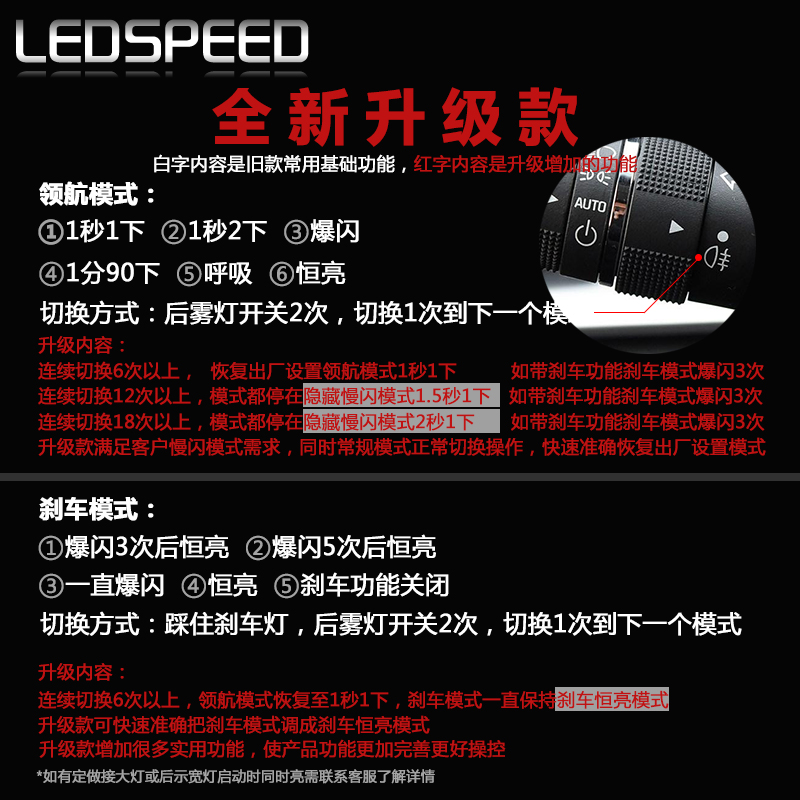 适用于凯迪拉克XT5改装LED领航灯爆闪警示灯防追尾灯后雾灯后杠灯 - 图1