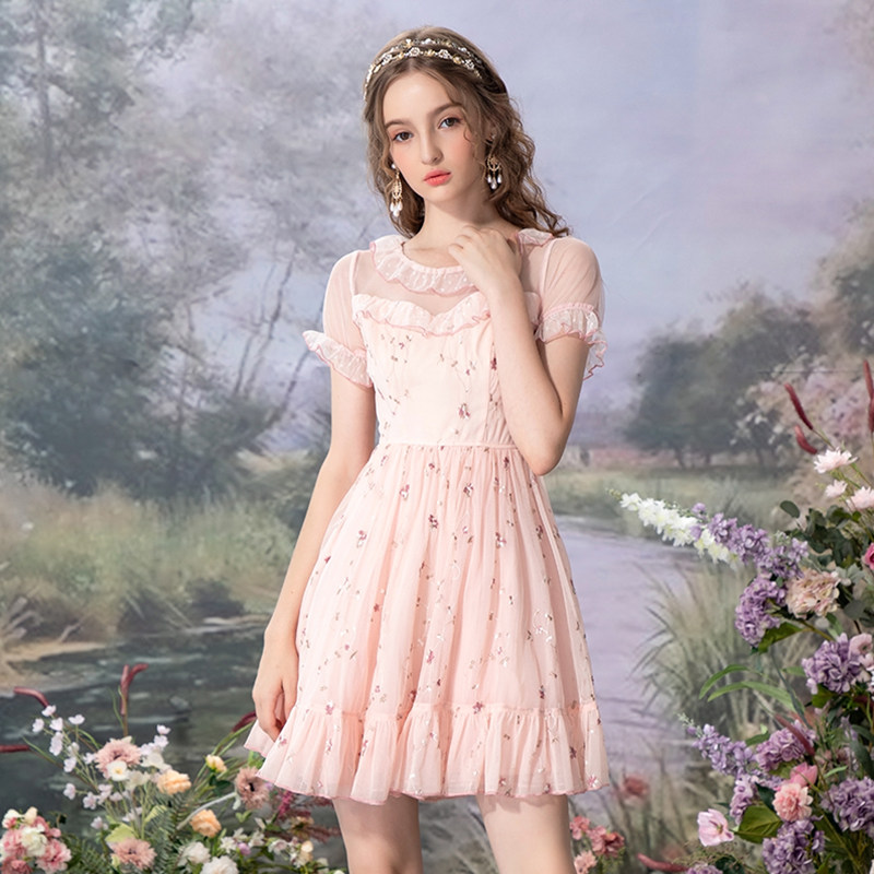 花儿开了2020夏季新款粉色公主裙 flowerscoming连衣裙