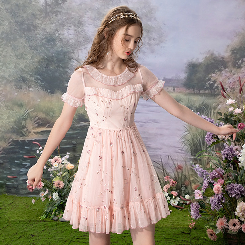 花儿开了2020夏季新款粉色公主裙 flowerscoming连衣裙