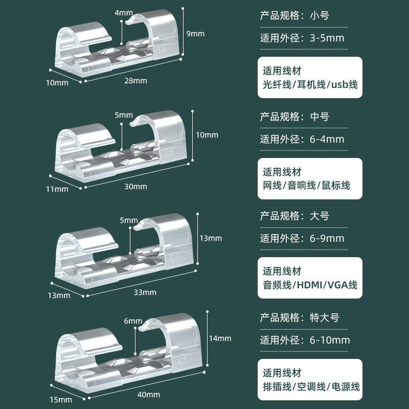 电线固定器走线神器线卡子自粘网线理线器免打孔无痕墙面走线神器 - 图1