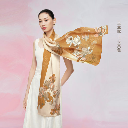 [母亲节礼物]万事利春夏桑蚕丝长巾披肩外搭真丝丝巾女送妈妈生日 - 图2