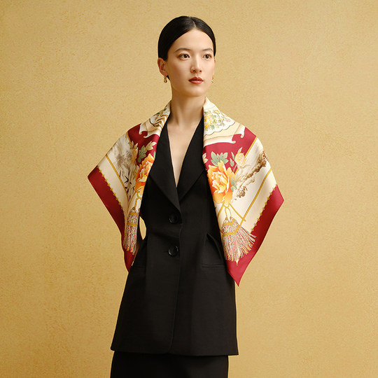 Wanshili 100% Soie de Mûrier Grand Foulard Carré Coffret Cadeau