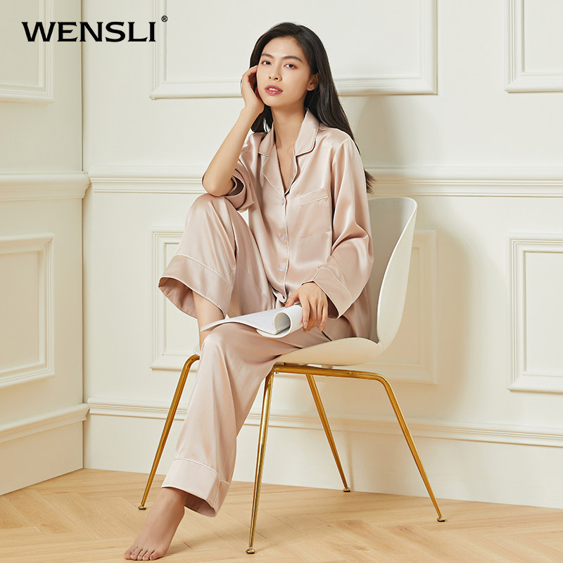 万事利2021秋冬新品100%桑蚕丝睡衣 万事利睡衣/家居服套装