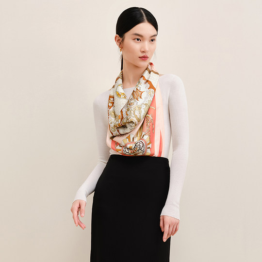 Wanshili 100% Soie de Mûrier Grand Foulard Carré Coffret Cadeau