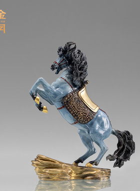 唐式战马黄铜摆件客厅玄关摆设