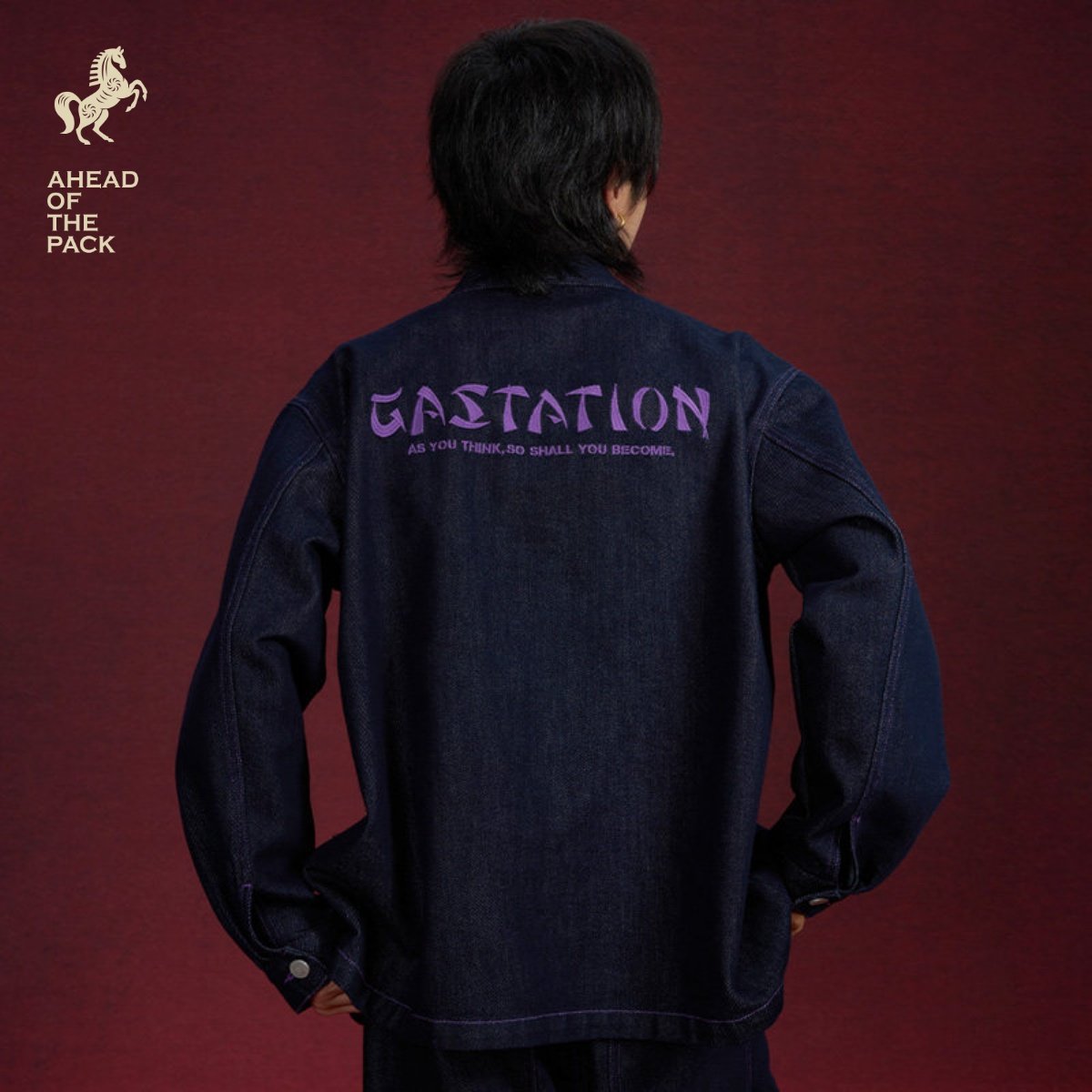 Gastation马年牛仔唐装 国风盘扣新年原牛新中式外套圆领挺阔舒适,淘宝优惠券,粉丝福利购,淘宝优惠卷