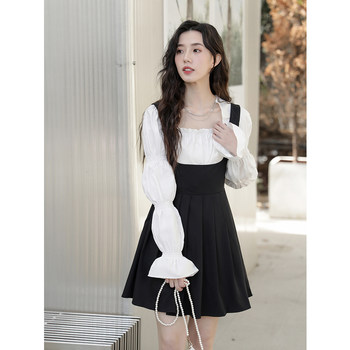 ຊຸດຝຣັ່ງ temperament petite suspender dress 2024 ເສື້ອອອກແບບໃຫມ່ຊຸດສອງສິ້ນ