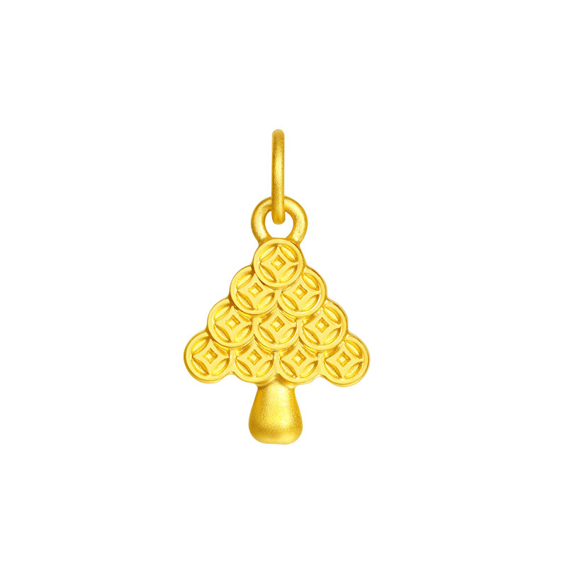 老克勒黄金3D硬金桃花树发财树足金999小吊坠手串配饰DIY配件女,淘宝优惠券,粉丝福利购,淘宝优惠卷