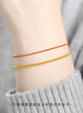 老克勒黄金足金红绳金链成品编织