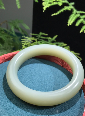 儒贤玉道新疆和田玉且末蓝素圈大圈口手镯一级细料