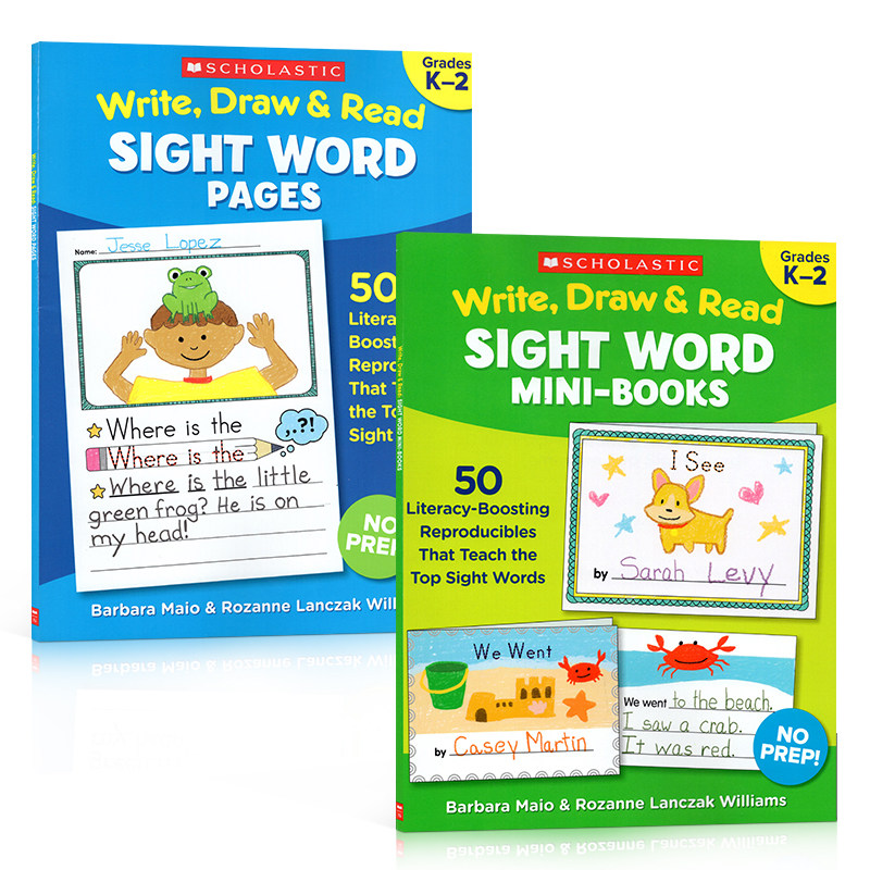 英文原版 Scholastic:Write, Draw & Read Sight 高频词可擦写 系列2本 5-7岁儿童宝宝单词认知高频词英文学习教辅阅读进阶
