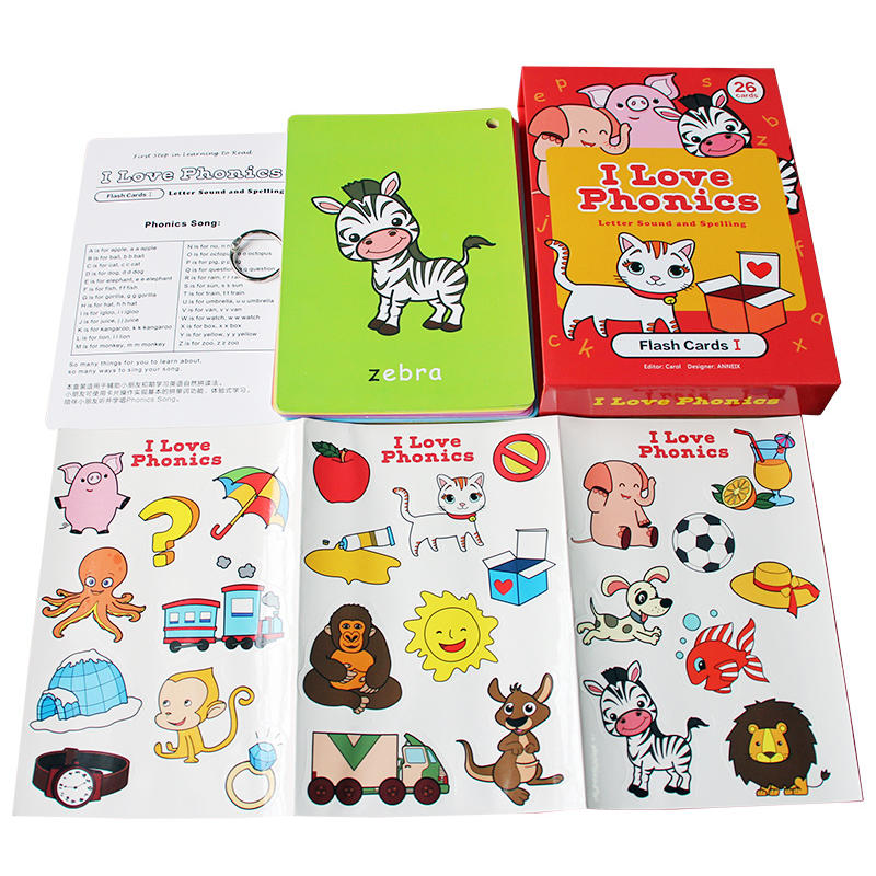 英文绘本I Love phonics L1-2 alphabet a to z 字母单词卡片 自然拼读 幼儿启蒙认知学习字词卡闪卡 字母单词卡片flash cards
