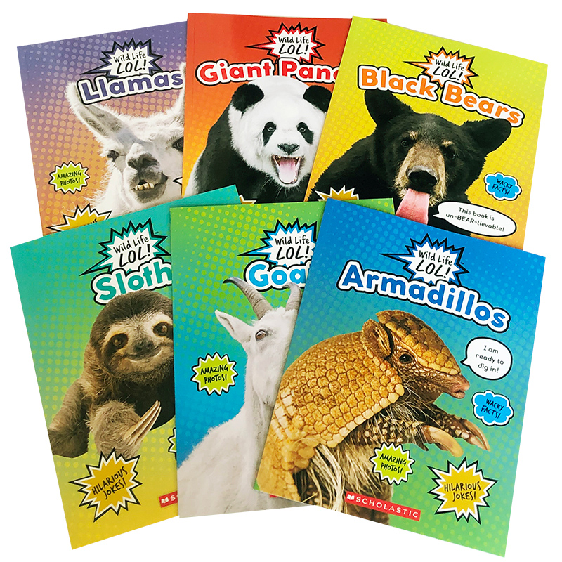 野生动物科普知识绘本 英文原版 Wild Life LOL: Armadillos/Goats/Sloths/Giant Pandas/Black Bears/Llamas 6册 儿童读物