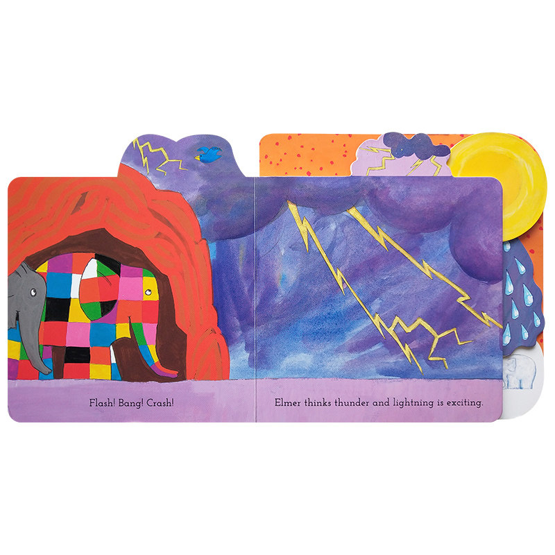 Elmer's Weather埃尔默的天气进口英文原版绘本天气认知启蒙纸板书自然天气天文气象小百科36岁低幼儿童科普英语读物课外阅读正版_虎窝淘