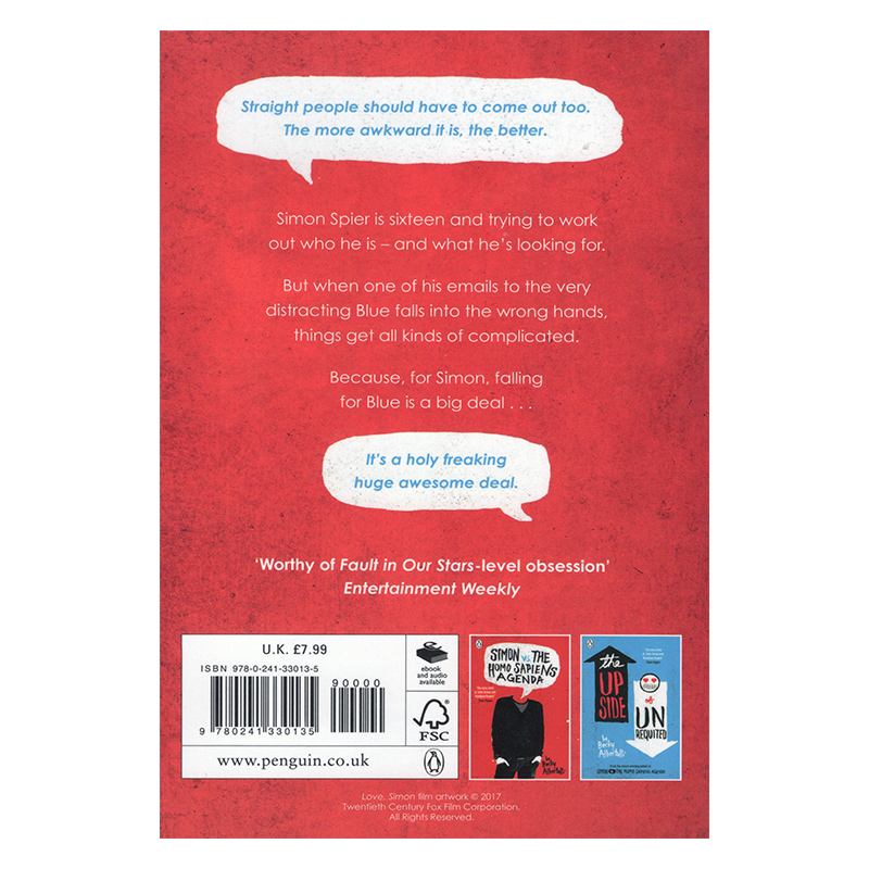 英文原版小说 Love Simon 爱你西蒙 Becky Albertalli 西蒙和他的出柜日记 情爱的初恋 同名电影原著小说 英语课外兴趣阅读读物 - 图2