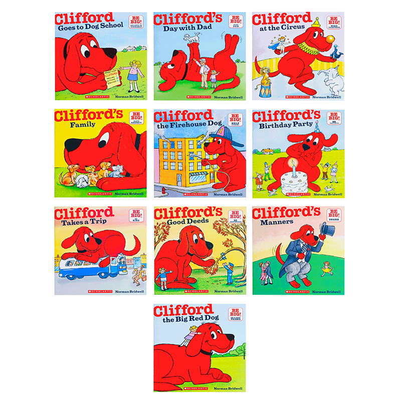 英文原版绘本 Clifford's the Big Red dog Box 10本大红狗克里弗美国小学阅读书单情感启蒙桥梁趣味友情 4-6-9岁-图0