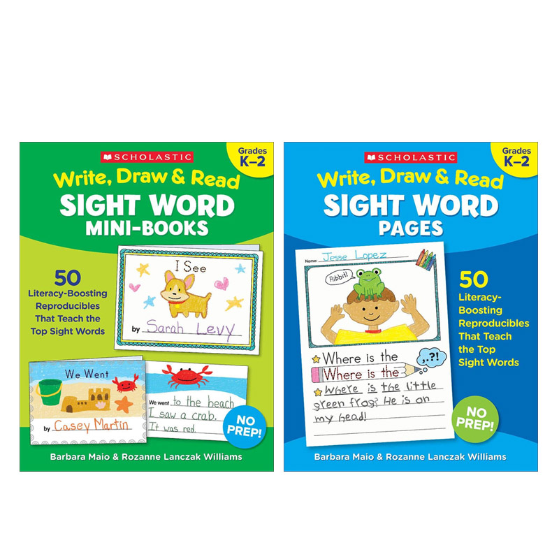 英文原版 Scholastic:Write, Draw & Read Sight 高频词可擦写 系列2本 5-7岁儿童宝宝单词认知高频词英文学习教辅阅读进阶