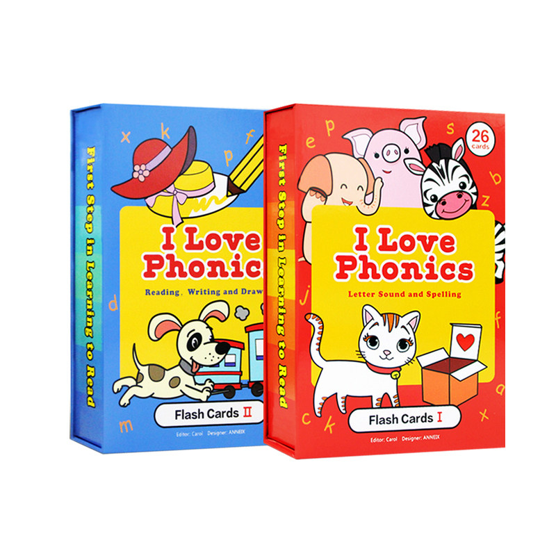英文绘本I Love phonics L1-2 alphabet a to z 字母单词卡片 自然拼读 幼儿启蒙认知学习字词卡闪卡 字母单词卡片flash cards