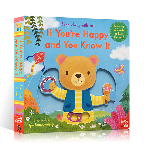 英文原版绘本Sing Along with Me: If You’re Happy and You Know it 经典童谣纸板机关操作书 低幼早教趣味玩具书 - 图3