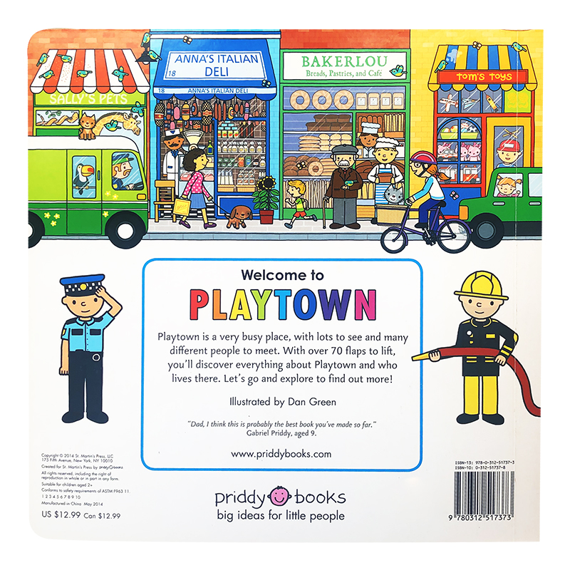 英文原版纸板翻翻书A Lift-the-Flap Book Playtown 忙碌的小镇系列 大开本Priddy 儿童绘本玩具书 - 图0