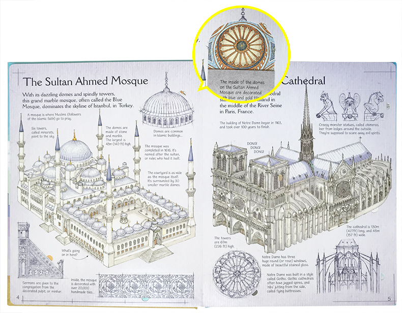 英文原版Usborne：See Inside Famous Buildings 偷偷看里面系列 建筑 儿童启蒙早教认知科普纸板翻翻立体书 亲子互动 3-6岁 - 图2