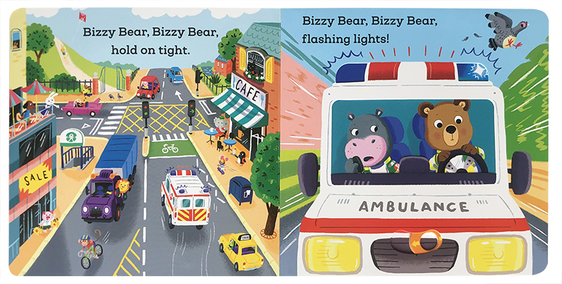 送音频 新版忙碌的救护车Bizzy Bear ambulance rescue小熊很忙 儿童启蒙机关操作纸板游戏书英文原版0-3-6岁亲子读物busy系列 - 图1