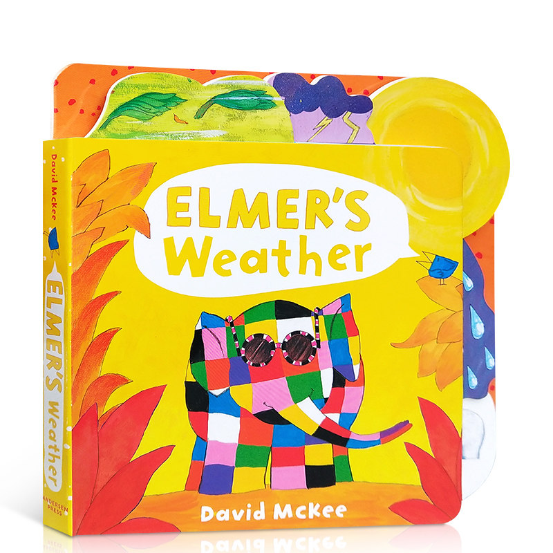 Elmer's Weather埃尔默的天气进口英文原版绘本天气认知启蒙纸板书自然天气天文气象小百科36岁低幼儿童科普英语读物课外阅读正版_虎窝淘
