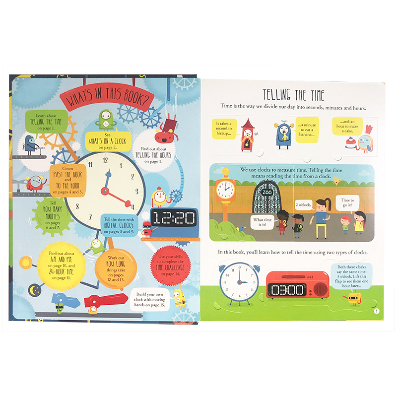 Usborne原版英文Lift-the-Flap Telling the Time认识时间翻翻书尤斯伯恩立体书早教书科普科学知识英语绘本故事书课外6-9岁 - 图1